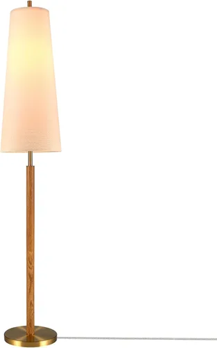Vista 17 de GLOBE Electric 61000176 Lámpara de pie de 62 pulgadas, acabado en latón, metal, pantalla de tela plisada, base plana, interruptor de cadena