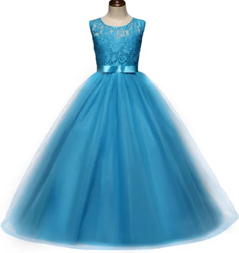 Vista 24 de Vestido Yaphyee largo, de princesa, con flores, formal, para boda, dama de honor, para fiesta, para niña