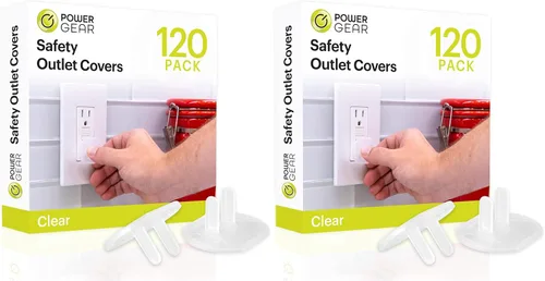 Vista 8 de Power Gear Cubiertas de enchufes a prueba de bebés, a prueba de niños, para enchufes eléctricos, fácil de instalar, cubiertas de enchufes de toma