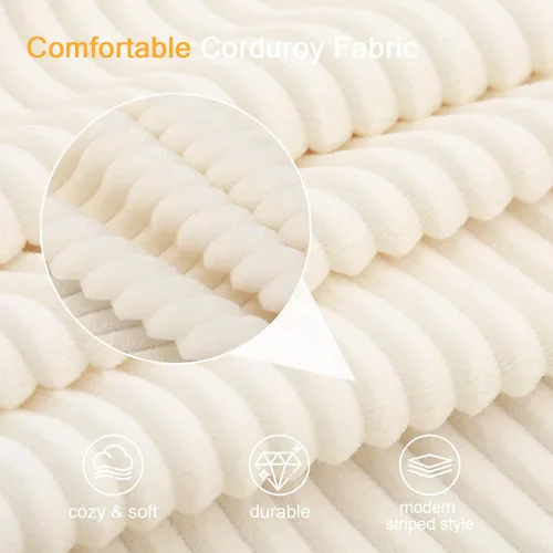 Vista 9 de MeMoreCool Puf otomano redondo, reposapiés de pana beige con relleno de espuma, taburete compacto para sofá, decoración de sala de estar