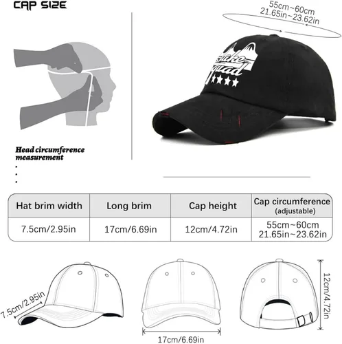 Vista 4 de Lake Squad Hats Camp hat AllBlack Womens hat Gifts for Him Running Cap
