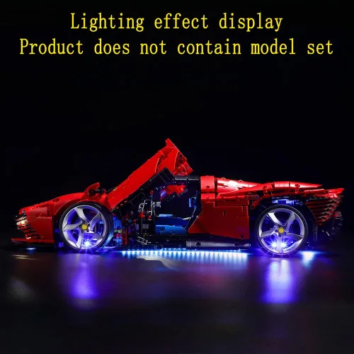 Vista 7 de GEAMENT Kit de luces LED compatible con Lego Ferrari Daytona SP3 - Juego de iluminación para modelo Technic 42143 (juego de modelos no incluidos)