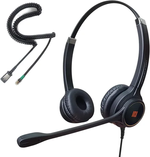 Vista 11 de IPD IPH-160 Auriculares para teléfono con micrófono con cancelación de ruido para oficina y centro de llamadas. Compatible con todos los teléfonos