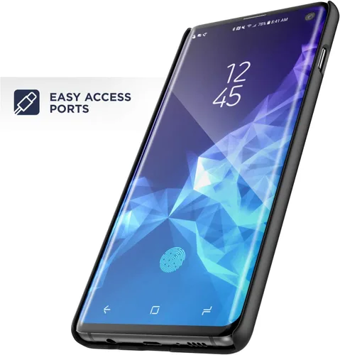 Vista 3 de Encased Funda con clip para cinturón Galaxy S10 (2019 DuraClip) Funda de agarre delgada con funda para Samsung S10 (negro)