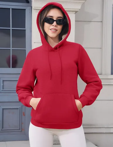 Vista 24 de MAGCOMSEN Sudaderas con capucha para mujer, con forro de sherpa, de vellón, para invierno, cálido, pesado, de algodón, con bolsillo