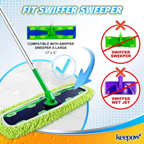 Vista 2 de KEEPOW Almohadillas XL reutilizables para trapeador compatibles con Swiffer XL Sweeper, paños de trapear secos extra grandes, paños de trapear