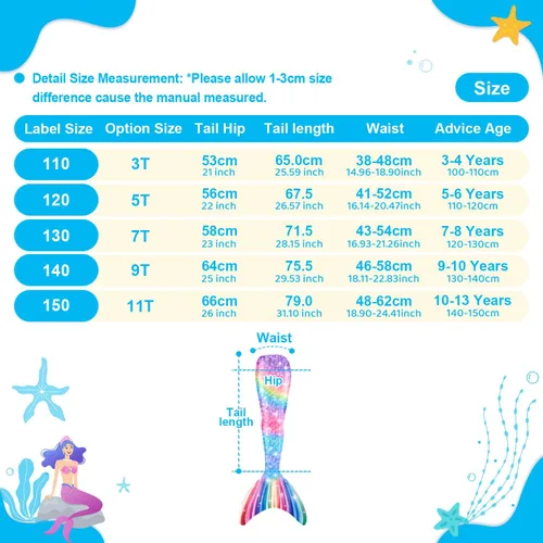 Vista 4 de DNFUN Colas de sirena para nadar para niñas, bikini de princesa, cola de sirena, traje de baño para niñas