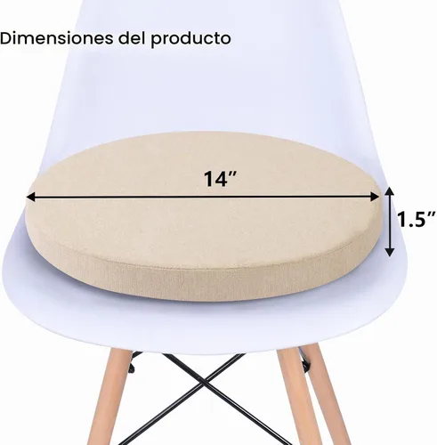 Vista 3 de Tromlycs Almohadilla de Cojín de Asiento Redondo para Silla de 14 Pulgadas para Sillas de Taburete Circular Cojín de Espuma Decorativo Beige