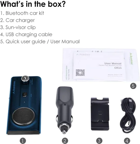 Vista 7 de Avantree CK11 Bluetooth 5.0 Kit de teléfono celular manos libres, altavoz fuerte de 3 W, asistente Siri, encendido automático de movimiento, perilla