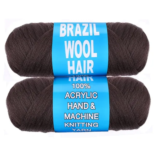 Vista 21 de COOKOO 2 rollos de hilo de lana brasileña color negro natural para cabello trenzado de ganchillo, trenzas, torsión, urdimbres, torsión senegalesa