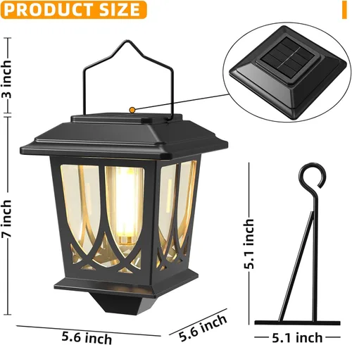 Vista 4 de Linternas Solares para Exteriores Impermeables Paquete de 2, Luces LED Solares Colgantes de Vidrio con Encendido/Apagado Automático, Linterna