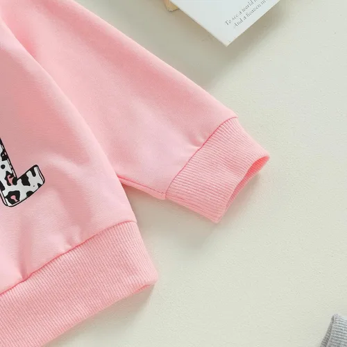 Vista 6 de Conjunto de sudadera con letras de leopardo para recién nacido, ropa de otoño e invierno