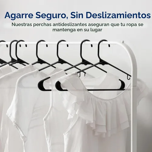 Vista 3 de SereneLife Paquete de 10 perchas de plástico negro para almacenamiento