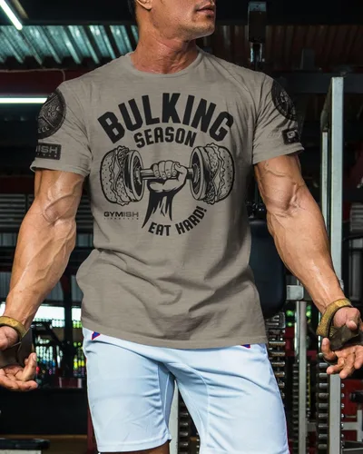 Vista 3 de Camisas de entrenamiento para hombres, camiseta de gimnasio para temporada de volumen, divertida camiseta de levantamiento