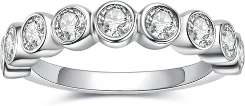 Vista 9 de Moissanite Eternity Rings, S925 Sterling Silver Anniversary Band for Women Plateado