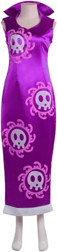 Vista 2 de GWOKDAN Queen Boa Hancock - Disfraz de cosplay de anime, kimono, capa Cheongsam para mujer, conjunto completo