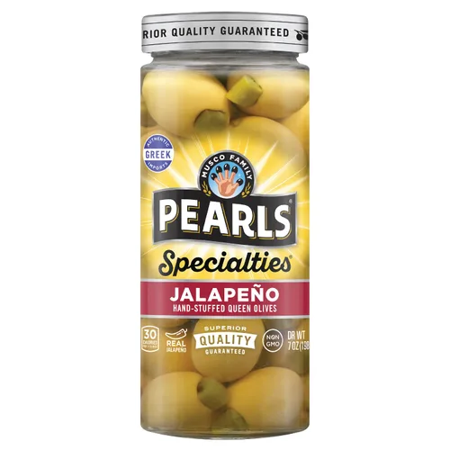 Vista 15 de Pearls Specialties - Aceitunas de reina griegas rellenas de queso azul, tarro de 6.7 onzas, paquete de 6, verificadas sin OMG, certificado Kosher