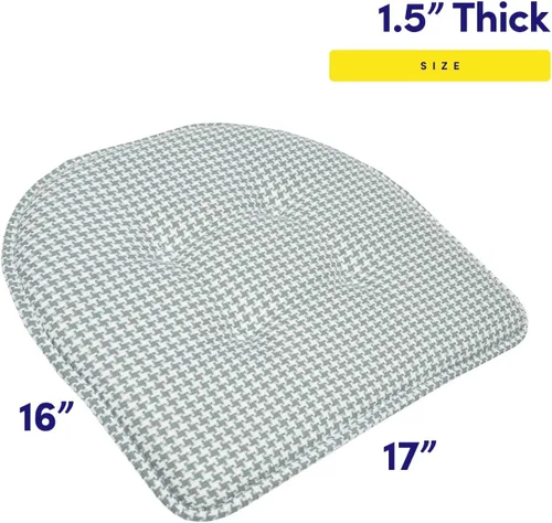 Vista 2 de Sweet Home Collection - Cojín de espuma viscoelástica para silla con capitoné, parte trasera de goma antideslizante, en forma de U, 17 x 16 Pistacho