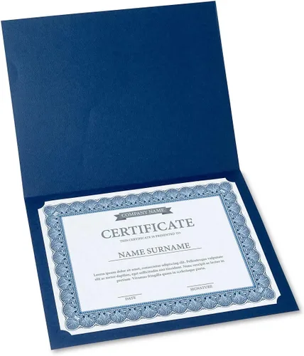 Vista 4 de Papeles de certificado de pergamino estacionario fino azul (Blue-Blue)