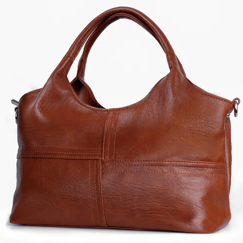 Vista 8 de KOGTLA Bolso tipo bandolera grande de cuero para mujer, Marrón, Classic