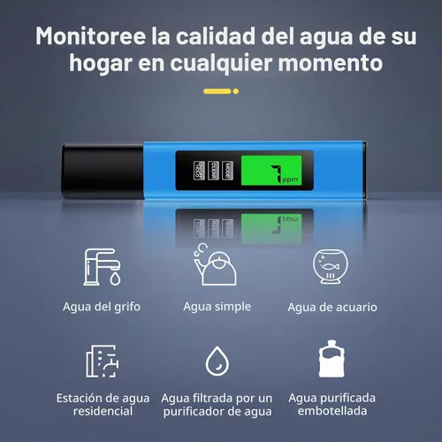 Vista 4 de Medidor TDS Digital de Agua 4 en 1 Completamente Nuevo 2025 - Probador de Agua Digital Preciso y Confiable TDS EC y Temp(°C,°F) - 0-9999ppm Azul