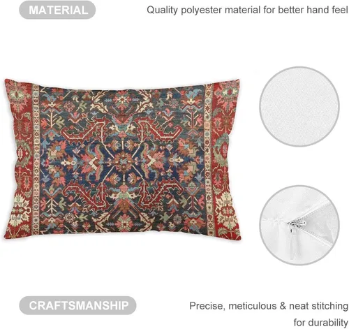 Vista 3 de 2 fundas de almohada con estampado floral antiguo de alfombra persa de 12 x 20 pulgadas, fundas de almohada decorativas de terciopelo suave