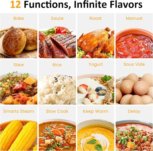 Vista 3 de Sunvivi Olla de cocción lenta de 8 cuartos de galón, horno asador, multi-cocción programable 12 en 1 con calentador de alimentos, temporizador