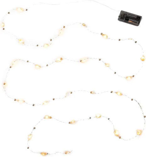 Vista 2 de Hallmark Recuerdo 2021, perlas decorativas de 30 luces de Navidad, 9.5 pies