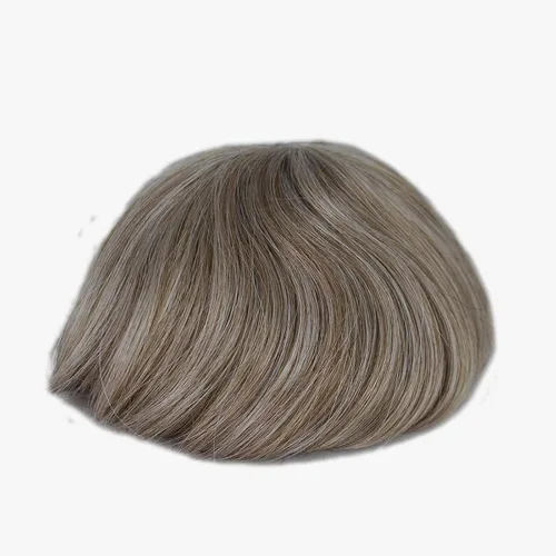 Vista 11 de Toupee para hombres, sistema de cabello gris al 20%, línea capilar invisible, color negro natural, sistema de unidad de cabello 1B20