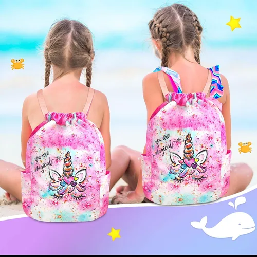 Vista 6 de RLGPBON Mochila con cordón para mujeres y niñas, para niños, bolsa de gimnasio, mochila deportiva, Mochila con cordón6, Lindo