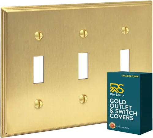 Vista 13 de Rio Salto BRASS Deco Collection - Placa de pared ciega de metal dorado de tamaño estándar, cubierta de salida resistente a la corrosión