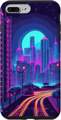 Vista 9 de Funda estética para iPhone 15 Vaporwave Anime City 80s 90s Futurism