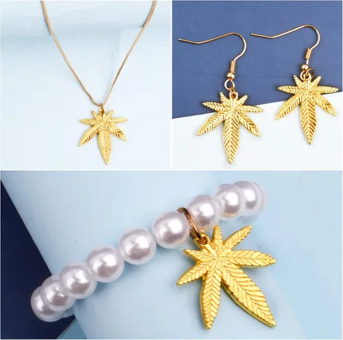 Vista 5 de Aylifu Maple Leaves Charms Tibetan Alloy Marijuana Leaf Charm Medical Pot Cannabis Tree Leaves Pendant Charms for DIY Earring Bracelet Necklace