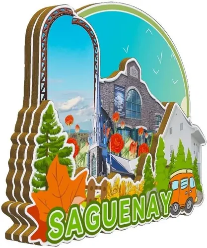 Vista 2 de Saguenay - Imán de madera para nevera, diseño de Canadá, monumentos 3D, recuerdos coleccionables, decoración hecha a mano -2273