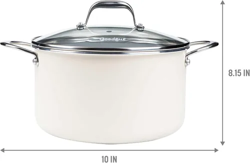 Vista 3 de Goodful Olla de cerámica antiadherente de 6 cuartos de galón, ollas y sartenes aptas para lavavajillas, mango de acero inoxidable de agarre cómodo