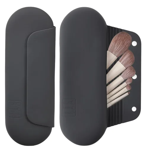 Vista 34 de AGIKET Soporte de silicona para brochas de maquillaje, bolsa de cosméticos de viaje: soporte suave y portátil para brochas cosméticas faciales