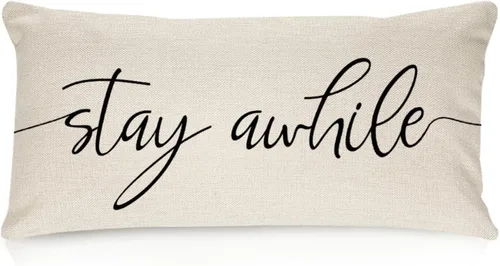 Vista 36 de Sweet Dreams - Fundas de almohada lumbar de lino y algodón de 12 x 18 pulgadas, funda de almohada rectangular decorativa de granja, divertida