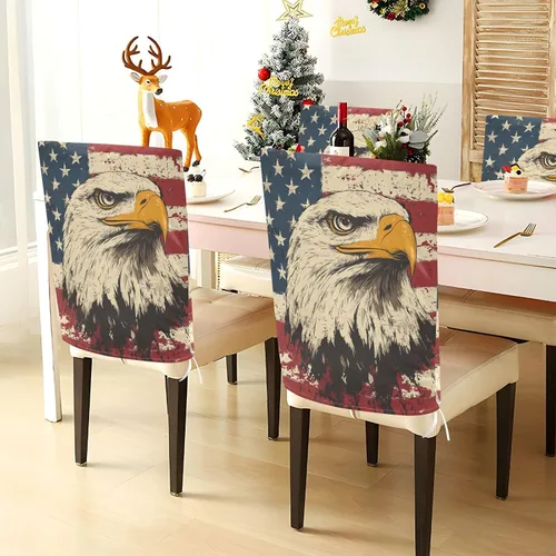 Vista 4 de 4th of July Independence Day White Bird Decorative Chairs Covers for Family Gatherings Soft 19.7x23.6in Chair Slipcovers covertores para sillas