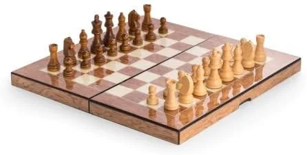 Vista 2 de Bey-Berk Juego de backgammon y ajedrez de madera marrón para 2 jugadores, a partir de 8 años