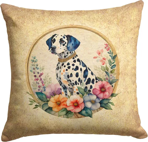Vista 120 de Caroline's Treasures DAC2072PW1414 Affenpinscher and Flowers - Almohada decorativa de tela, lavable a máquina, para interiores y exteriores