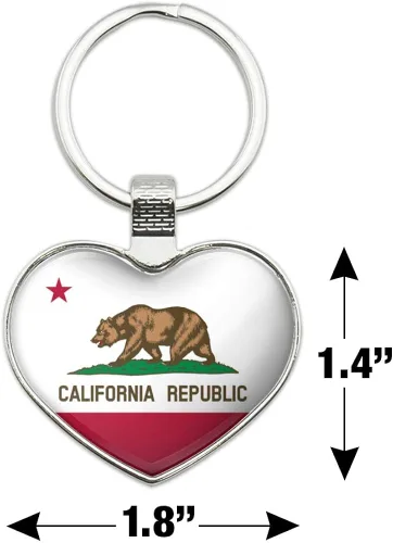 Vista 6 de GRAPHICS & MORE California Republic State Flag Keychain Heart Love Metal Key Chain Ring