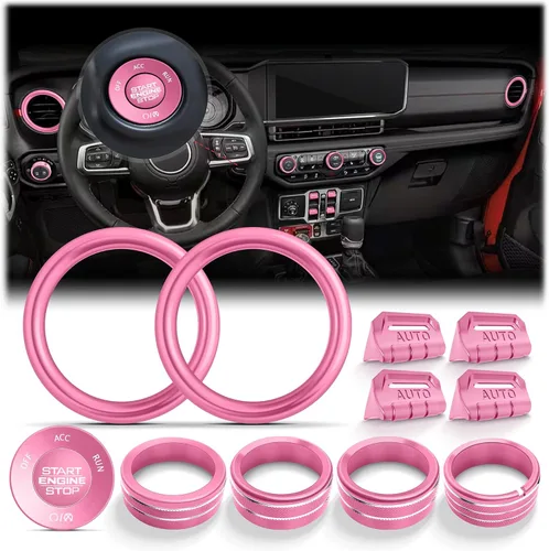 Vista 20 de Wrangler JL/JLU y Gladiator JT 2018-2026 - Accesorios de aluminio para botón de arranque, CA, volumen de audio, faros delanteros e interruptores