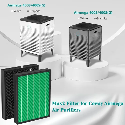 Vista 4 de Filtro de repuesto 400/400S compatible con Coway AIRMEGA Max2 400 400S 400 (G) 400S (G) 400S (G), filtro principal verde Max2 y juego de filtros