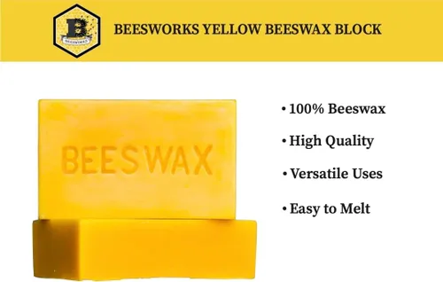 Vista 2 de Beesworks - Barra de cera de abejas amarilla de 450 g, calidad prémium de grado cosmético, multiuso, 2