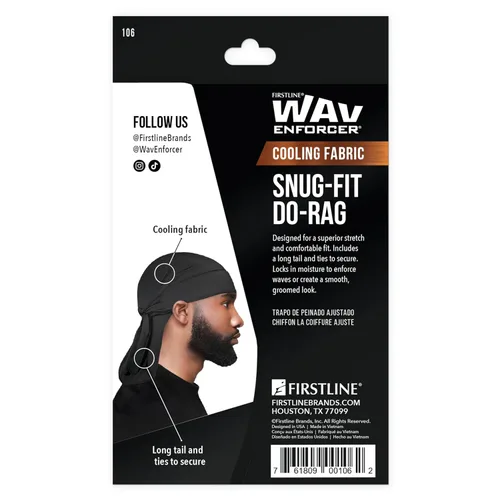 Vista 3 de WavEnforcer 106 Snug Fit Do-Rag, color negro