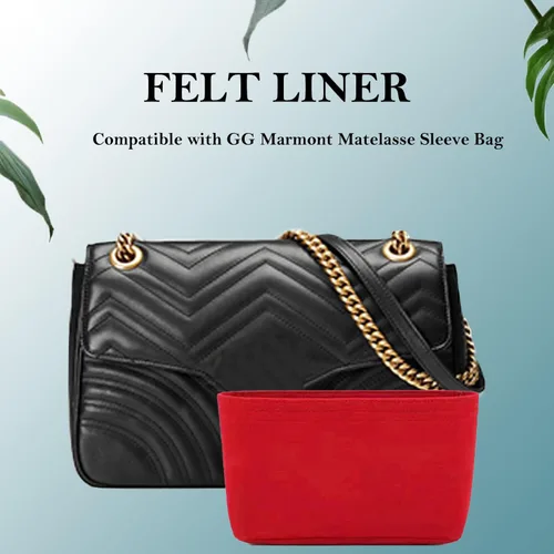 Vista 2 de Organizador de bolso de fieltro con bolsillos, mini bolso moldeador para bolso de hombro GG Marmont Matelasse, se convierte en bandolera (M, rojo)