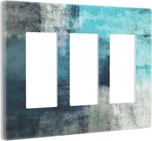 Vista 84 de Taupe Beige Marrón Gris Abstracto Arte 1-Banda Interruptor de Luz Doble de Recepción Placa de Pared Toma Cubiertas Eléctricas Decorativas Modernas