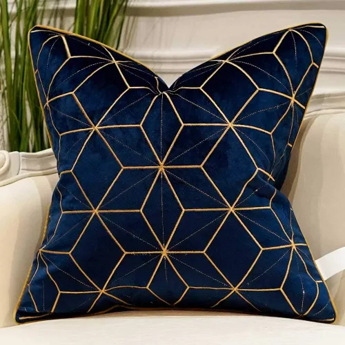 Vista 8 de Avigers - Fundas de cojín a rayas color azul marino y dorado, para sofá, sala, dormitorio y auto Blanco