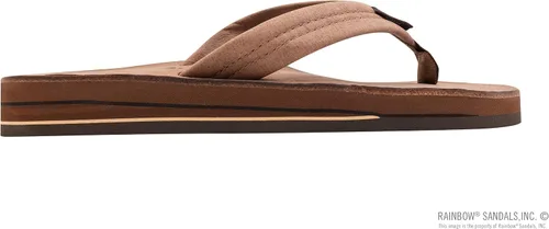 Vista 4 de Rainbow - Sandalias de cuero para hombre, doble capa con arco y banda ancha