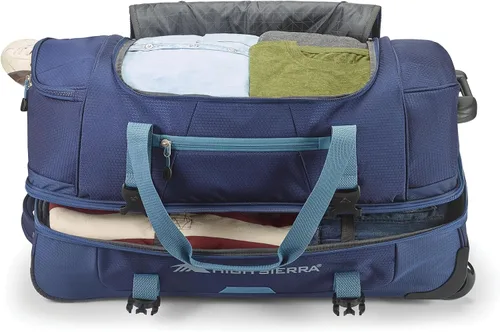 Vista 8 de High Sierra Fairlead - Bolsa de viaje portátil de poliéster de 34 pulgadas con ruedas y mango telescópico empotrado, color grisazul, Azul marino